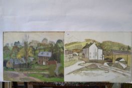 Attributed to Pauline Plummer, a group of five mixed media works on board including