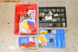 Four boxes of screws and hardware