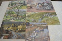 Attributed to Pauline Plummer, a set of six acrylics on board, one inscribed on verso Derbyshire,