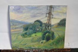 Attributed to Pauline Plummer, inscribed on canvas back Pylons 1997, mixed media on board, unsigned,