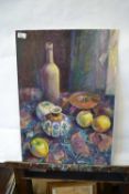 Pauline Plummer, still life study, oil on board, signed and dated 2000, unframed, 66 x 46cm