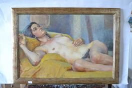Pauline Plummer, Study of a female nude, oil on canvas, signed and dated 1999, 36