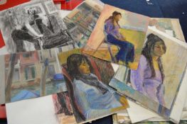 Folder of assorted works on paper including studies of Greece and some still life