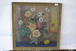 M Gossley (British 20th Century), a still life study of flowers in a vase, signed, oil on panel