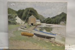 Attributed to Pauline Plummer, a view over Lerryn, Cornwall, oil on board, unsigned, unframed, 61
