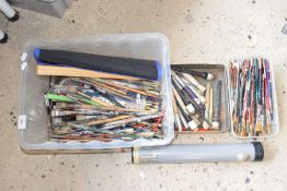 Three boxes of paintbrushes