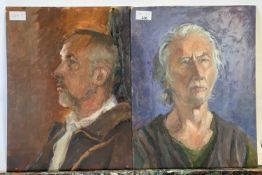 Attributed to Pauline Plummer, two bust portraits of two gentlemen, oils on board, unsigned,