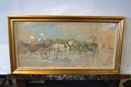 Frederick E Jamieson (fl.1910-1940), study of horses and carriages, an oil on board, signed, 55 x
