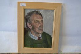 Attributed to Pauline Plummer, a bust portrait of a silver haired gent inscribed on back board,