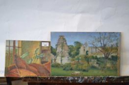 Attributed to Pauline Plummer, a group of six works on board in various mediums including oil, chalk