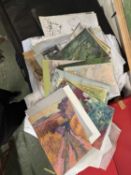 Folder of assorted works on paper predominately Lesbassars dated 2010/11, some Norfolk watercolours