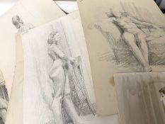 Attributed to Pauline Plummer, a packet of assorted watercolours and graphite studies