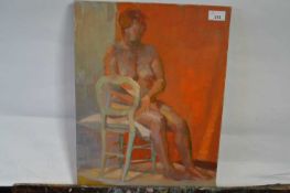 Attibuted to Pauline Plummer, a life study of a female nude, oil on canvas, 45 x 35cm
