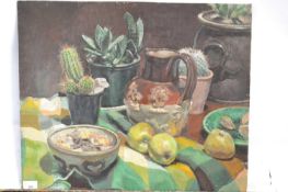 Attributed to Pauline Plummer, still life study, oil on board, unsigned, 61 x 51cm, unframed