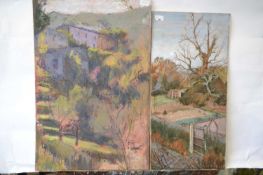 Attributed to Pauline Plummer, a set of three works on board, 