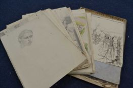 Attributed to Pauline Plummer, an assortment of preparatory sketches on paper