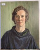 Attributed to Pauline Plummer, Portrait, oil on board, unsigned, 51x40cm, unframed