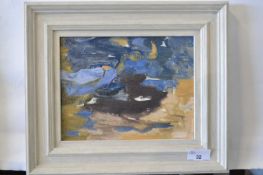 Attributed to Pauline Plummer, an abstract oil on board, unsigned, 22 x 17cm, framed.