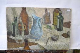 Pauline Plummer, a still life study, impasto oil on board, signed and dated 1963, unframed, 76 x