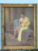 Attributed to Pauline Plummer, life study of a female nude in an interior setting with an additional