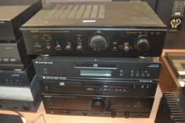 A group of stereo separates to include a Cambridge Audio CD 6 compact disc player, an Azure 540C