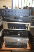 A group of stereo separates comprising a Sansui Audio Mixer AX-7, a Marantz CD650X, a Marantz