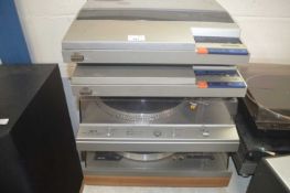 A group of four turntables to include JVC and Akai (4)