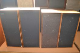A group of four mixed Celestion speakers