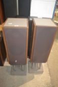 A pair of Wharfedale Harewood C Class speakers with stands