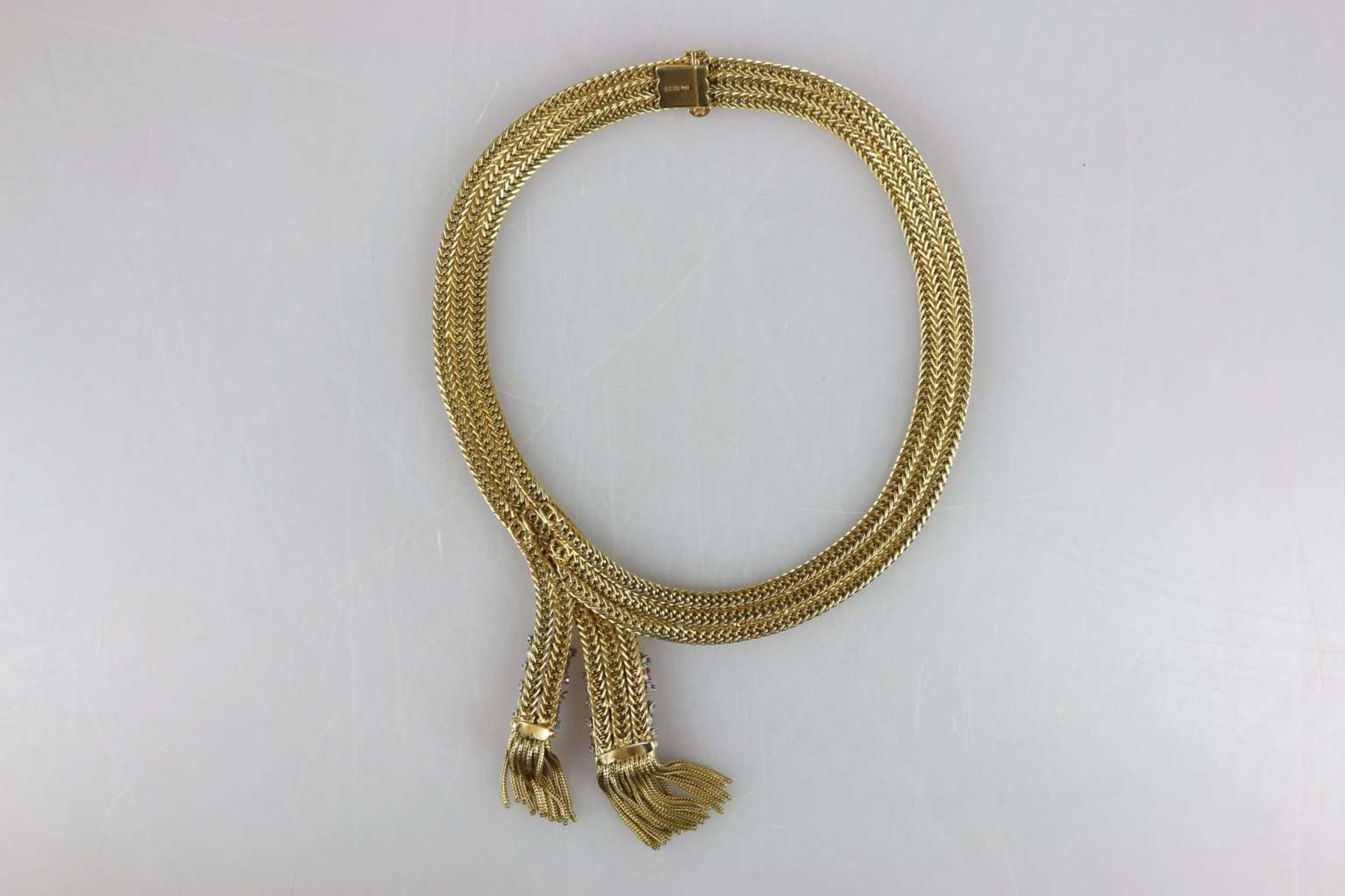18K GG Collier mit Rubinen und Diamanten - Bild 3 aus 5