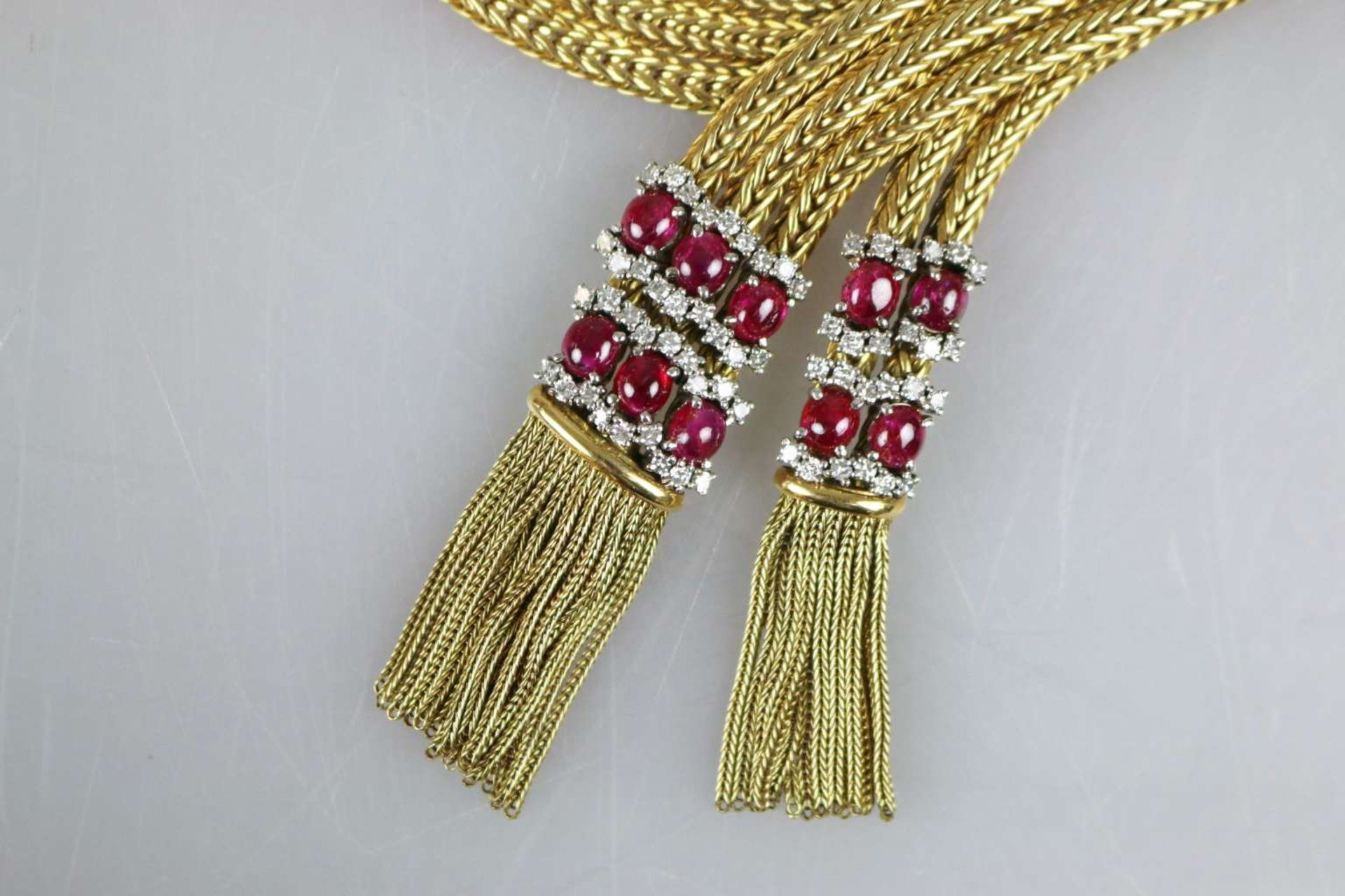 18K GG Collier mit Rubinen und Diamanten - Bild 2 aus 5