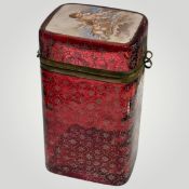 Glasdose mit Deckel und Emaillebemalung