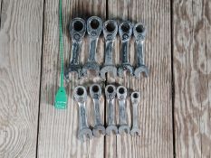 10pc SNAP-ON STUBBY METRIC GEAR WRENCH SET
