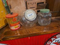 Counter top jar, glass container, Bachman plastic