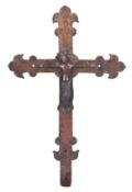 Large Processional Cross with Applied Figure of Christ, in Engraved and Chased Copper with Champlevé