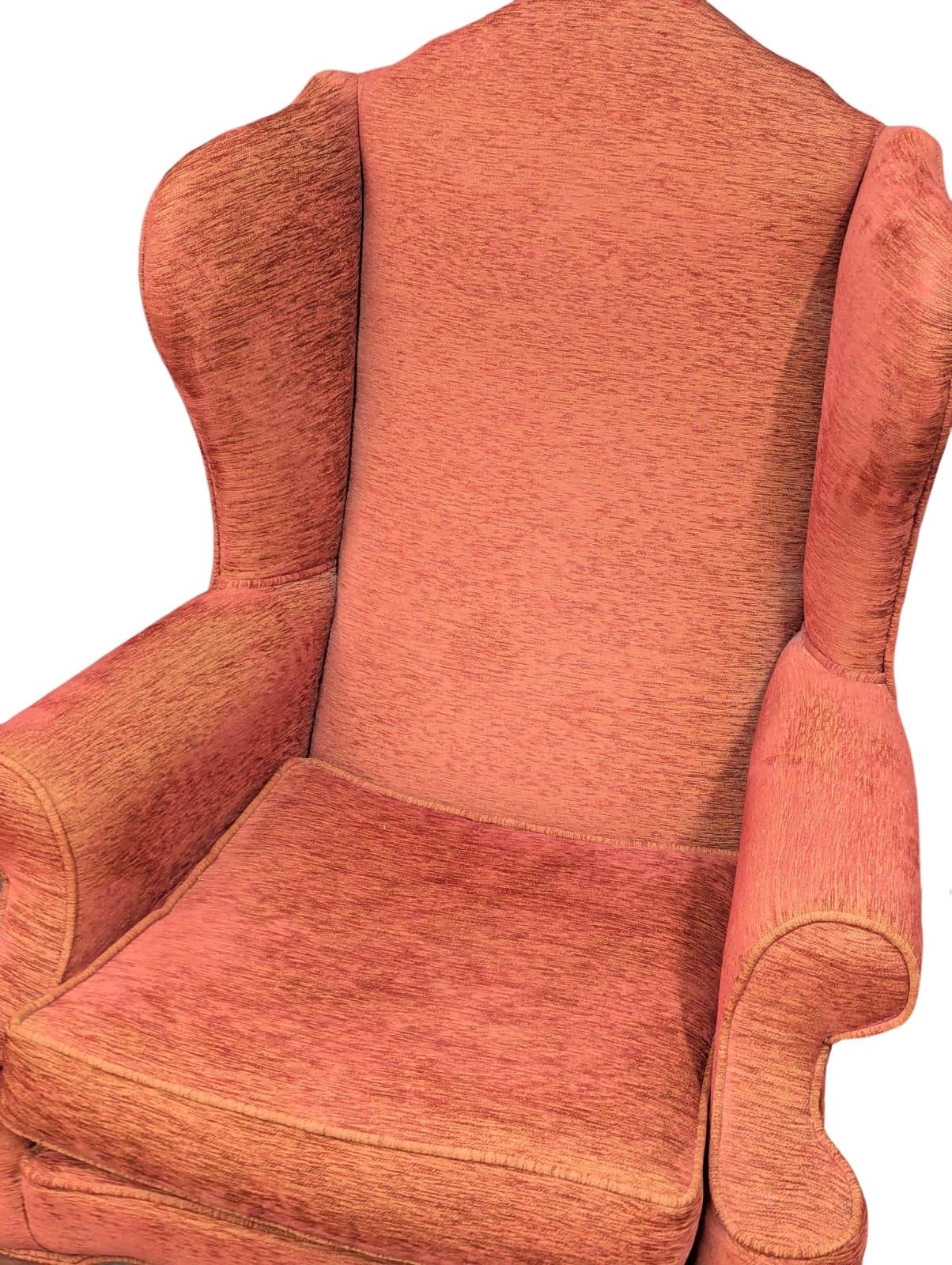 A pair of large Georgian style wingback armchairs. 82x120cm. 3 - Image 3 of 4