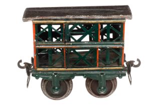 Märklin Kleintierwagen, Spur 1, uralt, HL, mit 4 ST und Bügelkupplungen, LS tw ausgeb., gealterter