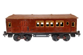 Bing Personen/Gepäckwagen, Spur 1, CL, mit 2 ST, 2 Achslagerblenden fehlen, Fixkupplungen, LS und