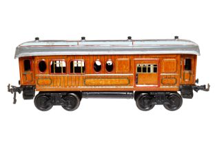 Bing Gepäckwagen, Spur 1, CL, mit 4 AT und 2 ST, Dach meist ÜL, LS und Alterungsspuren, L 34, Z 3