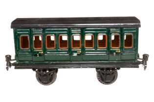 Märklin Abteilwagen, Spur 1, uralt, grün, HL, Dach nachlackiert, LS tw ausgeb., gealterter Lack, L
