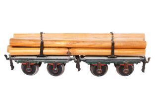 Märklin Langholzwagen 1814, Spur 1, uralt, HL, LS und gealterter Lack, L 28, Z 3