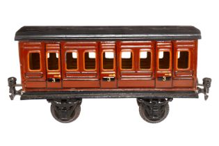 Märklin Abteilwagen, Spur 1, uralt, braun, HL, Dach nachlackiert, LS tw ausgeb., gealterter Lack,
