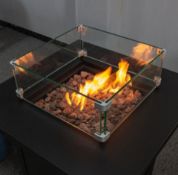 RRP £599  Special Edition Square gas Fire Pit With Surrounding Glass Protection - The brand new fire