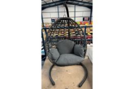 RRP £300 - GREY WOVEN INDOOR/OUTDOOR HANGING EGG CHAIR