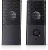 RRP £22.92 - Nedis 18W 2.0 Gaming Speakers for PC & Laptop, USB & 3.5mm, Compact Stereo Sound with