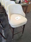 Set of 4 Off White and Brown Leather Look Bar Stalls. Slightly Damaged see Pictures