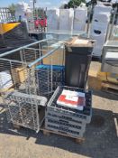 Whole Pallet of Assorted Items Including A Number Of Plastic Glass Trays Black Display Stand Case
