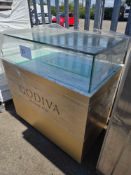 Large Glass Refrigerated Display Unit With Wooden Base.