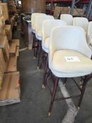 Set of 4 Off White and Brown Leather Look Bar Stalls. Slightly Damaged see Pictures