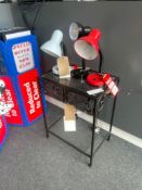 Metal side table to include 3 Various lamps
